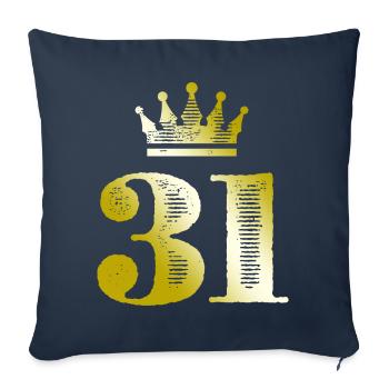 31 Chiffre Couronne Or - Housse de coussin décorative 45 x 45 cm - bleu marine - Devant