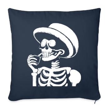Sarcastic Funny Skeleton Drinking Espresso Coffee - Sofa pillowcase 17,3'' x 17,3'' (45 x 45 cm) - navy - Front