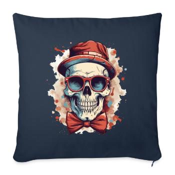 Skull Skull Hat Sunglasses Bow Tie - Sofa pillowcase 17,3'' x 17,3'' (45 x 45 cm) - navy - Front