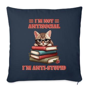 Bébé chat intelligent - Housse de coussin décorative 45 x 45 cm - bleu marine - Devant