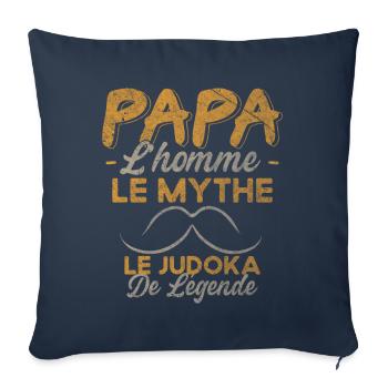 Papa Le Judoka De Légende Cadeau Judo Humour - Housse de coussin décorative 45 x 45 cm - bleu marine - Devant