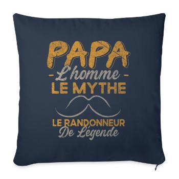 Papa Randonneur De Légende Cadeau Randonnée Humour - Housse de coussin décorative 45 x 45 cm - bleu marine - Devant