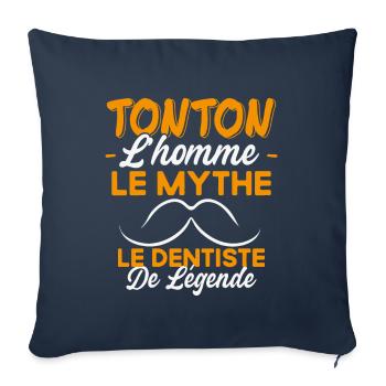 Tonton Le Dentiste De Légende Cadeau Humour - Housse de coussin décorative 45 x 45 cm - bleu marine - Devant