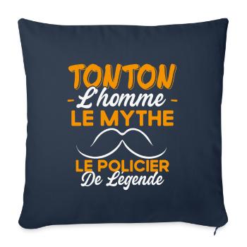 Tonton Le Policier De Légende Cadeau Humour - Housse de coussin décorative 45 x 45 cm - bleu marine - Devant