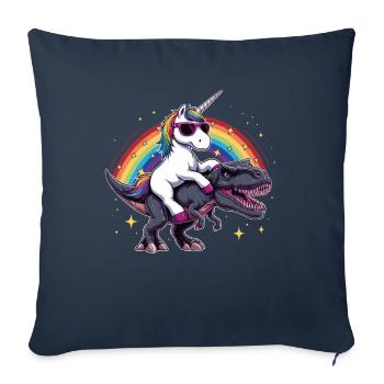 Licorne Dinosaure Cadeau T-Rex Pour Fille Amusant - Housse de coussin décorative 45 x 45 cm - bleu marine - Devant