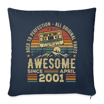 Avril 2001 Vintage Anniversaire Rétro Cadeau - Housse de coussin décorative 45 x 45 cm - bleu marine - Devant