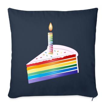 Piece of rainbow cake with birthday candle - Sofa pillowcase 17,3'' x 17,3'' (45 x 45 cm) - navy - Front