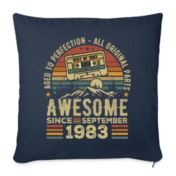 Anniversaire Septembre 1983 Vintage Septembre 1983 - Housse de coussin décorative 45 x 45 cm - bleu marine - Devant