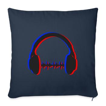 Casque d'écoute Techno Party Rave House Gift - Housse de coussin décorative 45 x 45 cm - bleu marine - Devant