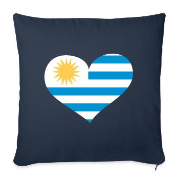 Uruguay Herz; Heart Uruguay - Housse de coussin décorative 45 x 45 cm - bleu marine - Devant