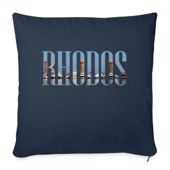 Rhodes holidays with beach, windmills Greece - Sofa pillowcase 17,3'' x 17,3'' (45 x 45 cm) - navy - Front
