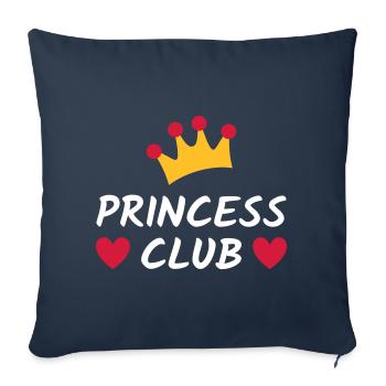 Club princesse (couronne, cœurs) - Housse de coussin décorative 45 x 45 cm - bleu marine - Devant