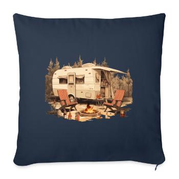 Camping Nature Vin Feu de camp - The Alps Designer - Housse de coussin décorative 45 x 45 cm - bleu marine - Devant