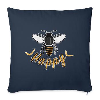 Happy bee with 'Happy' lettering - Sofa pillowcase 17,3'' x 17,3'' (45 x 45 cm) - navy - Front