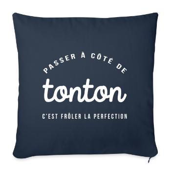 homme humour, humour, cadeau humoristique, tonton - Housse de coussin décorative 45 x 45 cm - bleu marine - Devant