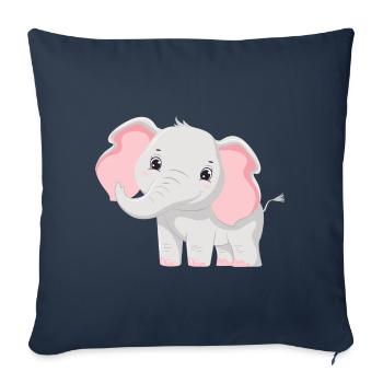Elephant Family Mother Baby T-Shirt - Sofa pillowcase 17,3'' x 17,3'' (45 x 45 cm) - navy - Front