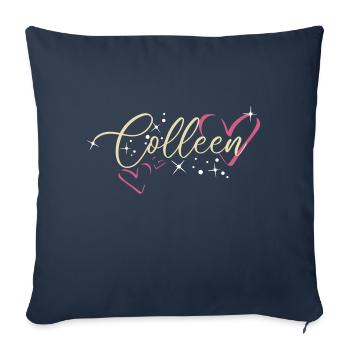 Colleen Nom Prénom Calligraphie Coeur - Housse de coussin décorative 45 x 45 cm - bleu marine - Devant