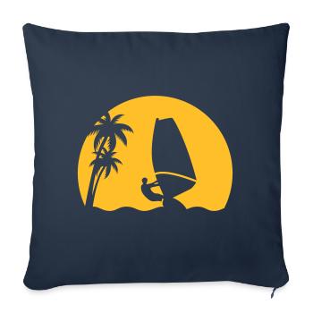 Windsurfer Sonne Meer Wellen surfing Palmen Board - Sofakissenbezug 45 x 45 cm - Navy - Vorne