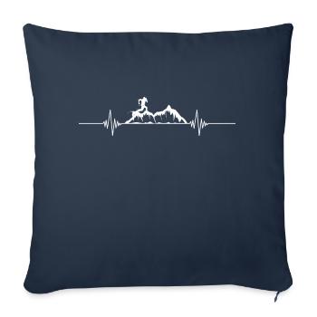 Trail running battement de coeur - Housse de coussin décorative 45 x 45 cm - bleu marine - Devant