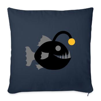 Poisson-grenouille Poisson Lanterne Graphique Mer profonde - Housse de coussin décorative 45 x 45 cm - bleu marine - Devant
