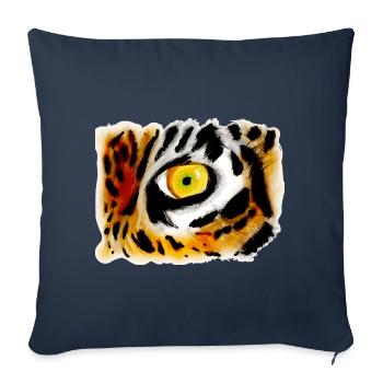 Oeil de tigre d'un tigre adulte - Housse de coussin décorative 45 x 45 cm - bleu marine - Devant