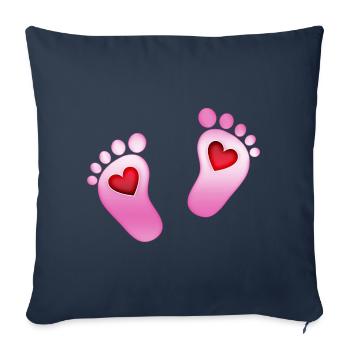 Baby Feet Heart Baby Footprint Mama Girl Pink Feet - Sofa pillowcase 17,3'' x 17,3'' (45 x 45 cm) - navy - Front