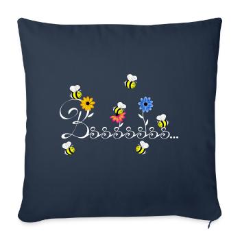 Hummel Abeille Guêpe fleur fleur miel printemps - Housse de coussin décorative 45 x 45 cm - bleu marine - Devant