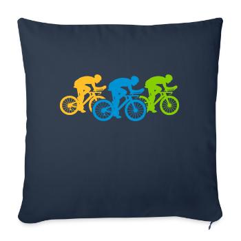 Triathlon par équipe à vélo - Housse de coussin décorative 45 x 45 cm - bleu marine - Devant