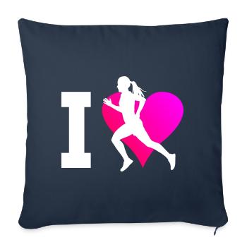 Fitness Course Course à pied Femmes Jogging - Housse de coussin décorative 45 x 45 cm - bleu marine - Devant