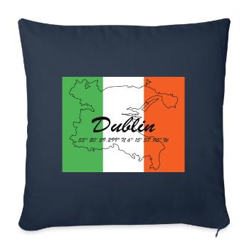 Dublin - Hauptstadt mit GPS & Flagge - Sofakissenbezug 45 x 45 cm - Navy - Vorne