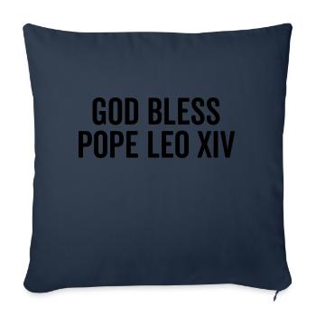 Que Dieu bénisse le pape Léon XIV - Housse de coussin décorative 45 x 45 cm - bleu marine - Devant