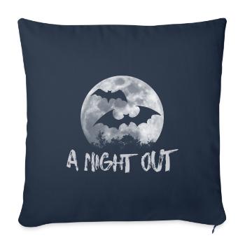 Les chauves-souris la nuit au cours d'une pleine lune sur la route - Housse de coussin décorative 45 x 45 cm - bleu marine - Devant