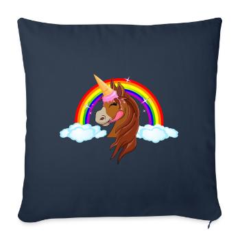 Pony with ice cream - ice horn unicorn rainbow fairy tale - Sofa pillowcase 17,3'' x 17,3'' (45 x 45 cm) - navy - Front
