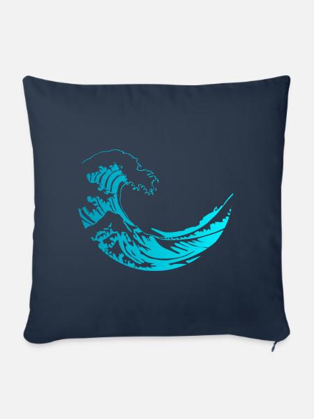 GROSSE WELLE VON KANAGAWA - Sofakissenbezug 45 x 45 cm - Navy