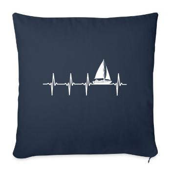 Voilier voilier coeur de capitaine de navire - Housse de coussin décorative 45 x 45 cm - bleu marine - Devant
