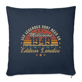 Millésime 1949 Cadeau 75e Anniversaire 75 ans - Housse de coussin décorative 45 x 45 cm - bleu marine - Devant