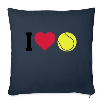I love tennis j'aime le tennis - Housse de coussin décorative 45 x 45 cm - bleu marine - Devant