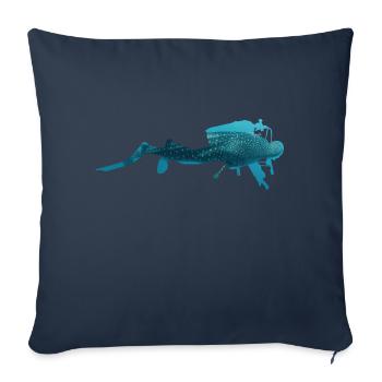 Scuba Diver Requin-baleine sous-marin - Housse de coussin décorative 45 x 45 cm - bleu marine - Devant