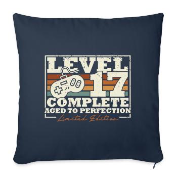17e anniversaire Niveau 17 Cadeau complet 17 ans - Housse de coussin décorative 45 x 45 cm - bleu marine - Devant