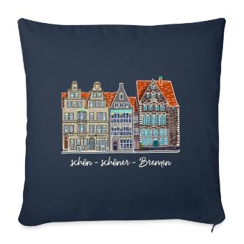 Bremen Market, Drawing, Germany - Sofa pillowcase 17,3'' x 17,3'' (45 x 45 cm) - navy - Front