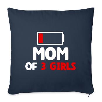 Maman de 3 filles - Housse de coussin décorative 45 x 45 cm - bleu marine - Devant