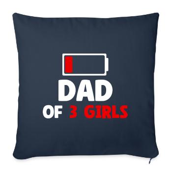 Papa de 3 filles - Housse de coussin décorative 45 x 45 cm - bleu marine - Devant