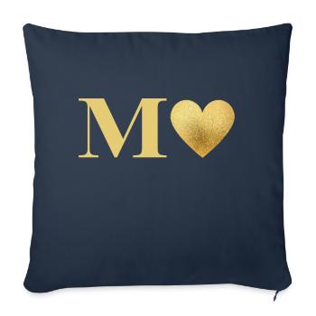 Letter m golden heart - Sofa pillowcase 17,3'' x 17,3'' (45 x 45 cm) - navy - Front