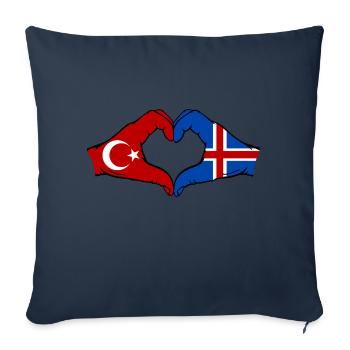 Turquie Islande Drapeau Mains Coeur Forme - Housse de coussin décorative 45 x 45 cm - bleu marine - Devant
