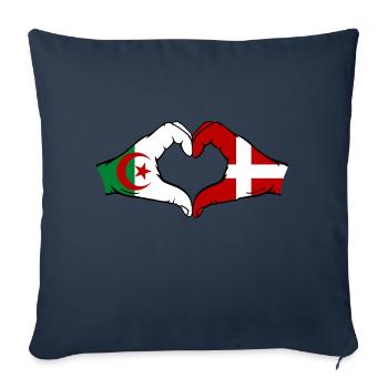 Algérie Danemark Drapeau Mains Coeur Forme - Housse de coussin décorative 45 x 45 cm - bleu marine - Devant