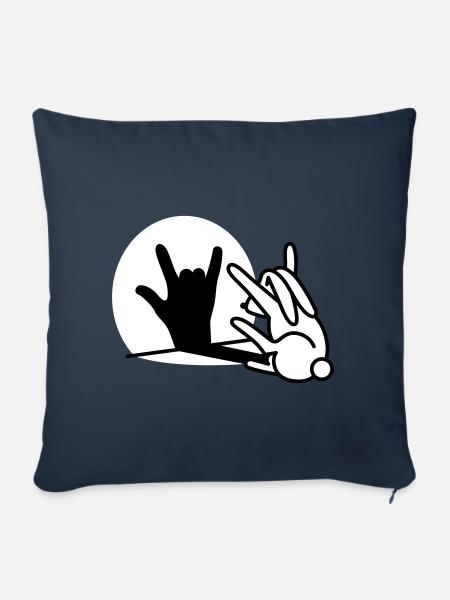 Kaninchen Schatten Hand ROCK Musik HARD ROCK Fan - Sofakissenbezug 45 x 45 cm - Navy