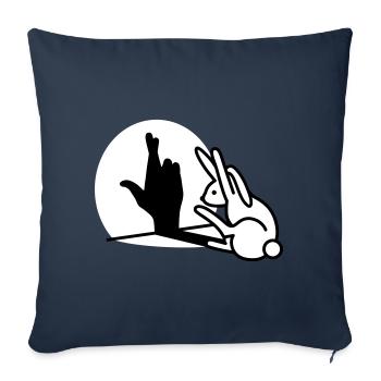 Lapin drôle main ombre croisant les doigts - Housse de coussin décorative 45 x 45 cm - bleu marine - Devant