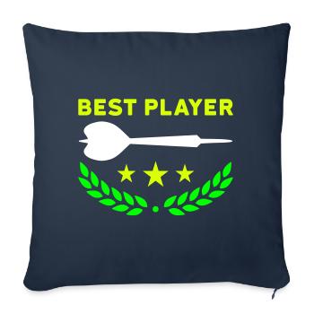 Meilleur joueur (fléchettes, trois étoiles, couronne de laurier) - Housse de coussin décorative 45 x 45 cm - bleu marine - Devant