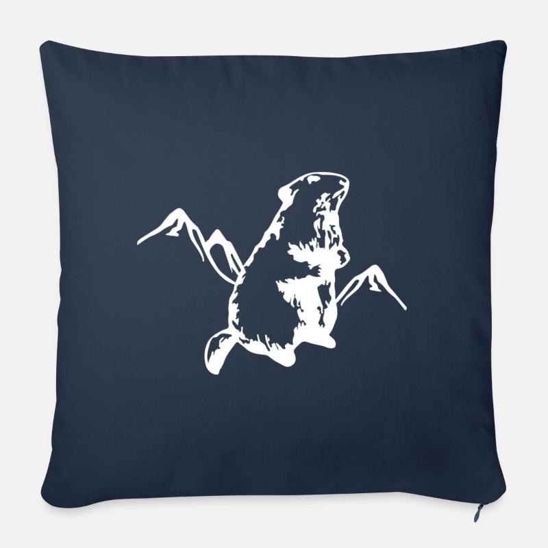 Murmeltier mit Bergen - Sofakissenbezug 45 x 45 cm - Navy