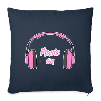 Casque DJ Music on Femme rose - Housse de coussin décorative 45 x 45 cm - bleu marine - Devant